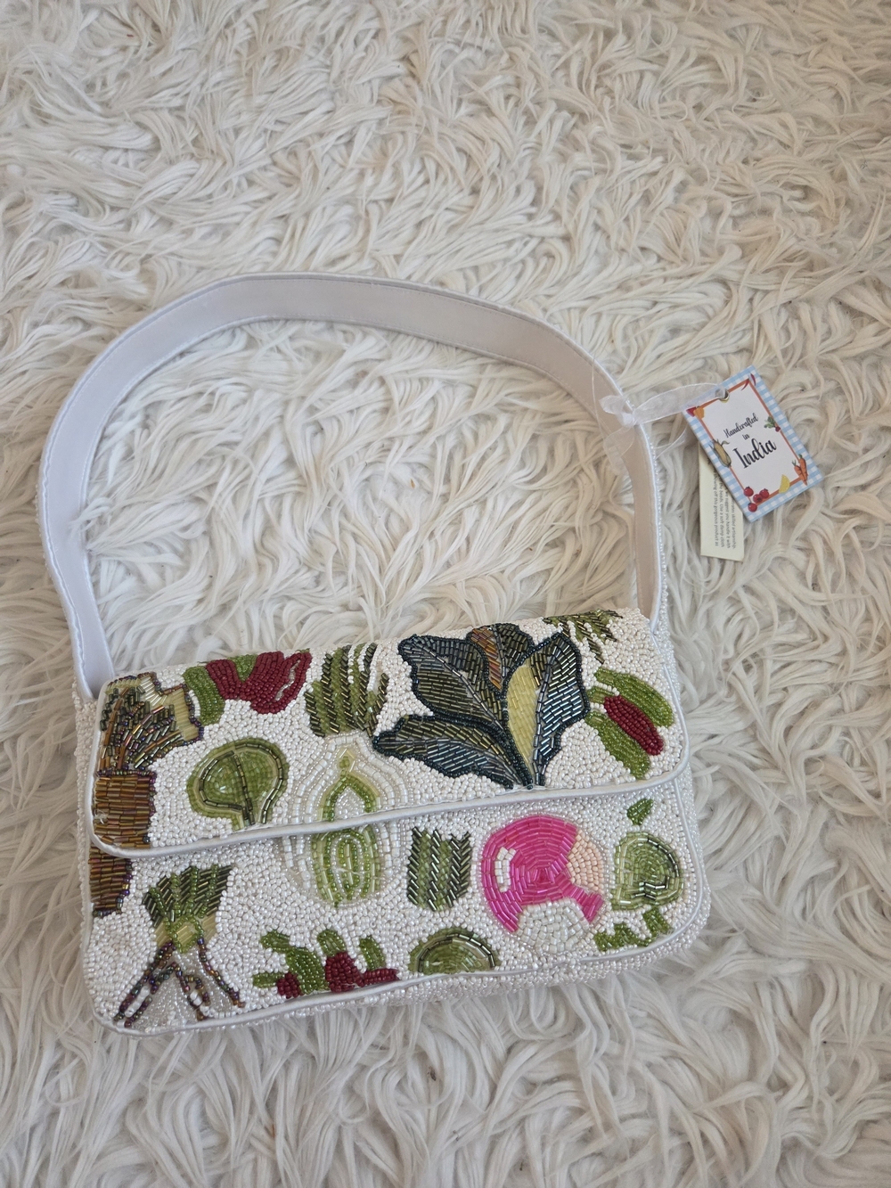 NWT Viral Vegetable Veggie Tropical Beaded Shoulder Bag Made in India